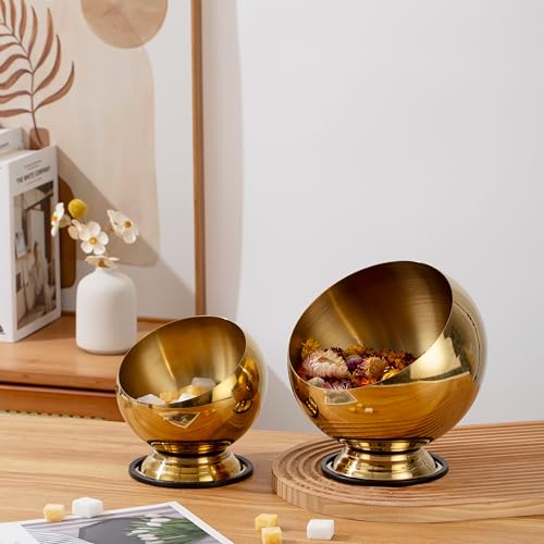 7.08 Inch Gold Candy Bowl - Medium Candy Dispenser with Base - Valentine & Party Decor