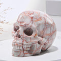 Natural Red Grid Crystal Skull Statue - Hand Carved Healing Stone for Meditation & Decor - 2 Inch