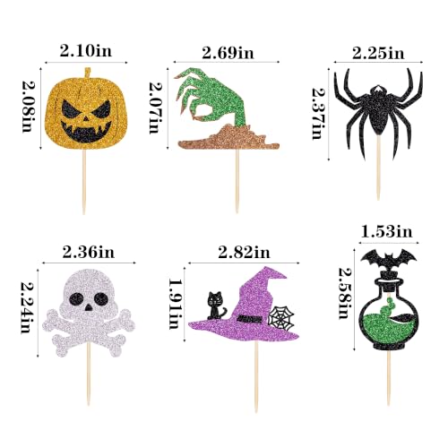 Black 24 Pcs Halloween Cupcake Toppers - Pumpkin & Ghost Party Decorations