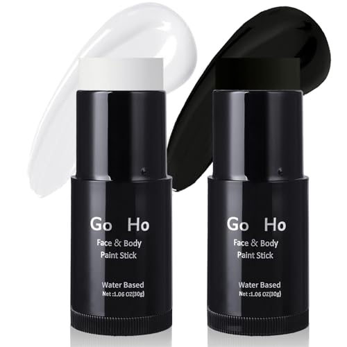 Face Paint Stick White & Black Full Coverage Washable Halloween Cosplay SFX Makeup - Variation: White + Black