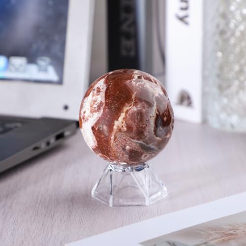 Mexican Agate Stone Sphere with Stand - 2 to 2.36 Inches Crystals for Meditation & Decor