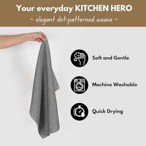 Kitchen Dish Towels 4 Pack Cotton Reusable Quick Dry Absorbent Hand Towels