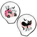 Pink Pumpkin and Moon Halloween Ceramic Spoon Rest Set - Cat & Pumpkin Design