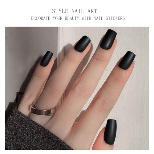 Halloween Matte Carbon Black Semi Cured Gel Nail Art Sticker Wrap - 20 Strips