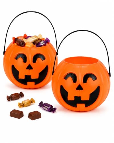 Halloween Pumpkin Trick or Treat Buckets Set for Kids - 2 Pack