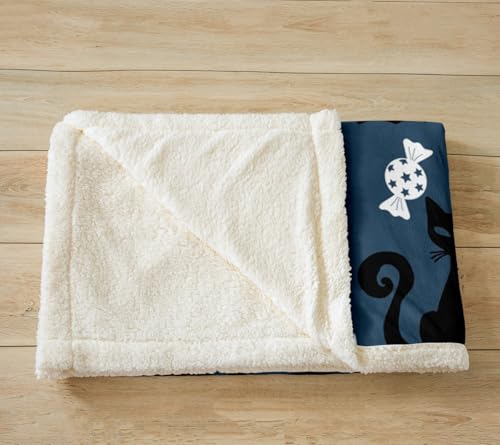Halloween Sherpa Blanket Bat Pumpkin Ghost Fleece Throw 50x60 Inches - Blue Variation of THIS listing