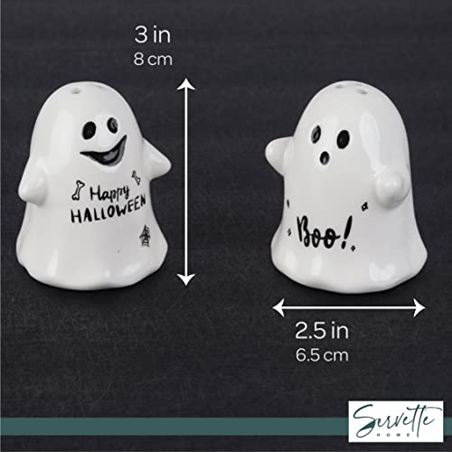 White Halloween Ghost Salt and Pepper Shaker Set - Happy Halloween & Boo! - Servette Home