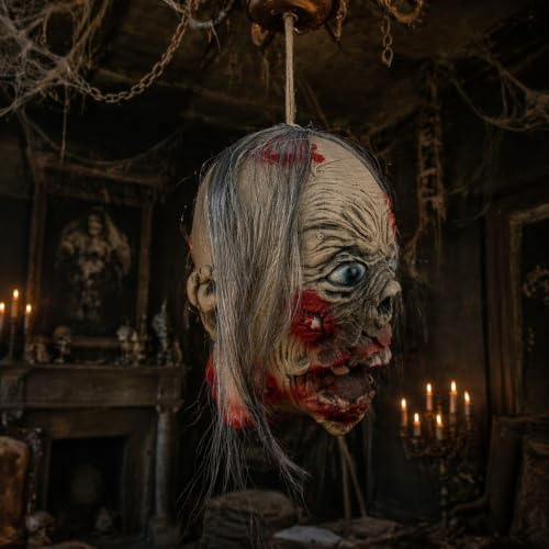 11-Inch Bloody Zombie Severed Head Halloween Decoration Prop