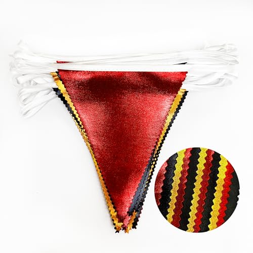 Red Black Gold Party Decorations Triangle Pennant Banner Flag Bunting Garland - 32ft