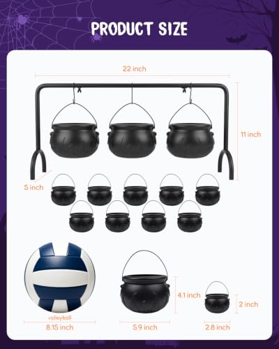 Halloween Witches Cauldron Set with Metal Stand and Mini Pots - Party Decor