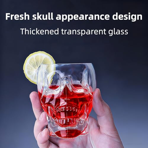 Skull Shot Glasses Set - 3.3 oz Mini Clear Drinking Cups for Halloween Parties - Small / 4