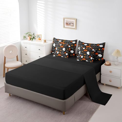 Halloween Bats Ghost Spider Bed in a Bag Comforter Set Twin 7 Pieces - Multi 08