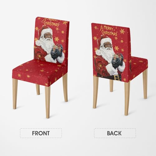Christmas Black Santa Chair Covers Set - 6 Pieces, Red Variation
