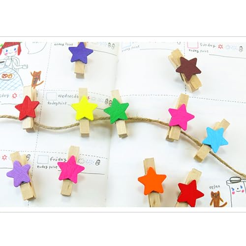 Colorful Wooden Photo Clips Wall Hanging Set - Style B, 50 Pieces