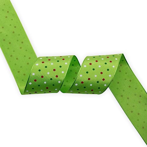 Christmas Polka Dots Wired Edge Ribbon - Green, 1.5 Inch x 10 M, Gift Wrap & Decoration - Variation L1140