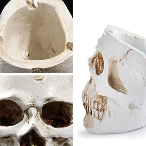 Polyresin Hand-Painted Skull Ashtray for Bar Decor, Indoor Outdoor Use