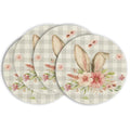 14-Inch Bunny Rabbit Ears Placemat Set of 4 - Buffalo Plaid Spring Table Decor