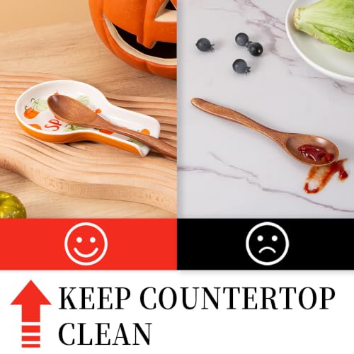 Ceramic Pumpkin Spoon Rest - Fall Utensil Organizer, Orange, 1PC - Pumpkin Variation