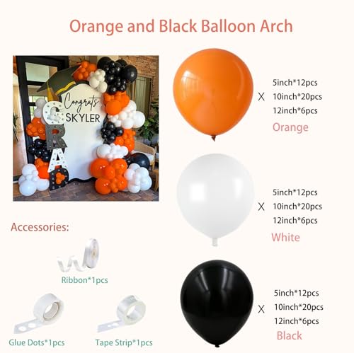 Halloween Fall Balloon Arch Kit - 117 Pcs Orange Black White Party Decorations