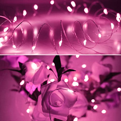 Fairy String Lights 20 Pack 6.6FT Pink LED Battery Operated Copper Wire for DIY Party Wedding Xmas