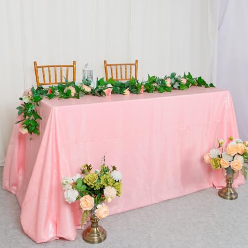 Pink Sequin Rectangle Tablecloth 90x132 Inch for 6FT Tables - Baby Pink Glitter Wedding Party