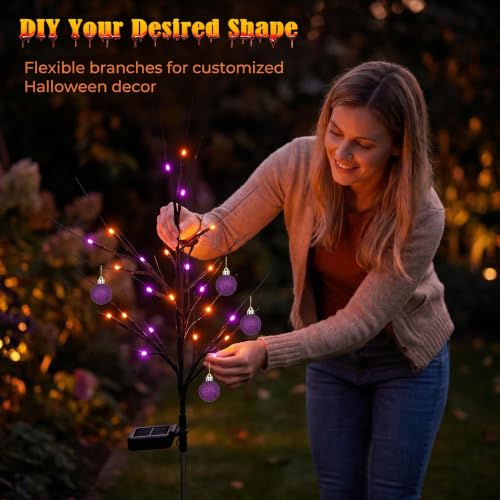 Black & Orange Purple Solar Halloween Tree Lights 2 Pack - Variation of THIS listing