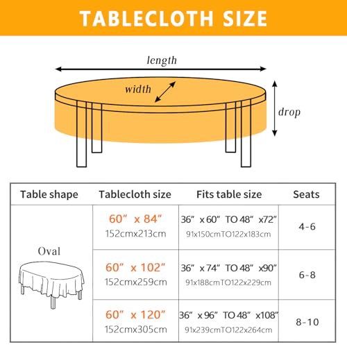 Halloween Skull Tablecloth 60x84 Inch Oval Waterproof Gothic Decor - Variation 05