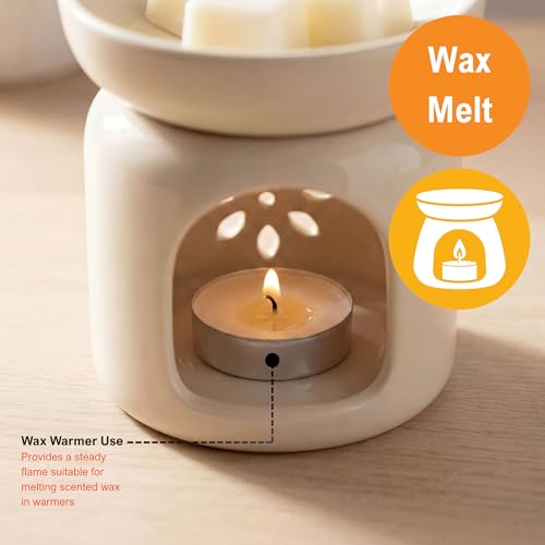 50 Pcs Unscented Paraffin Tea Light Candles - 2.5 Hr Burn Time, White, Bulk Pack