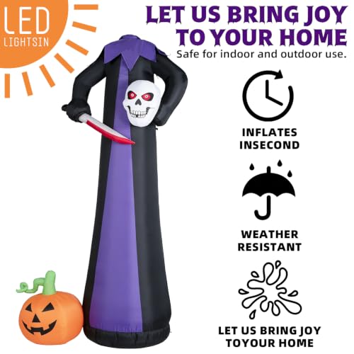 10FT Purple Grim Reaper Inflatable Halloween Yard Decor with LED Lights