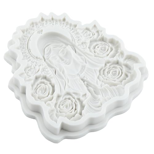 Virgin Mary Jesus Cross Silicone Mold Set of 3 - Baptism Cake Decorating