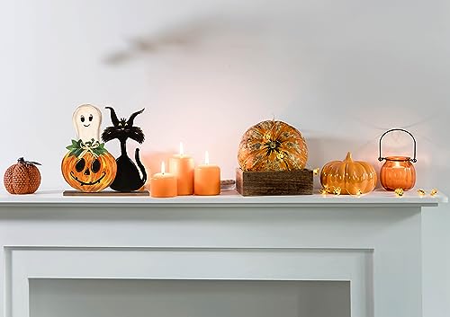 Halloween Wooden Signs Indoor Decor - Pumpkin Ghost Rustic Farmhouse Table Signs