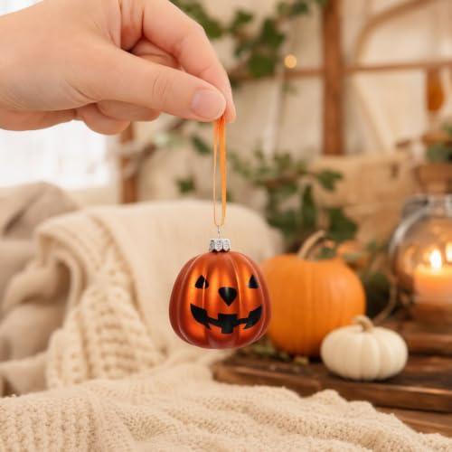 Halloween Pumpkin Hanging Decorations Set - 12 Plastic Ornaments for Festive Indoor & Outdoor Decor