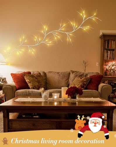 6FT Battery-Operated Birch Garland with 48 LED Lights for Fireplace Decor