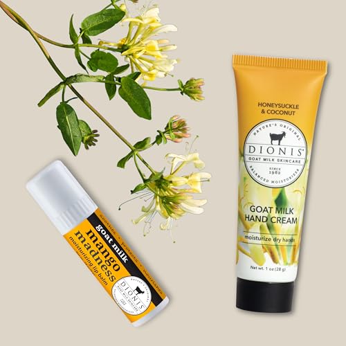Dionis Goat Milk Honeysuckle & Coconut Hand Cream and Mango Madness Lip Balm Set