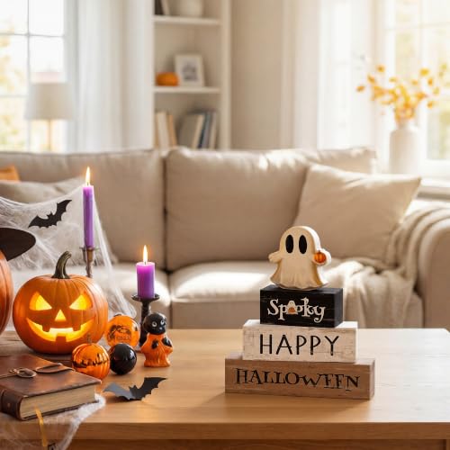 Halloween Ghost Wooden Block Decor Set - Spooky Pumpkin & Ghost Signs - Variation of THIS listing