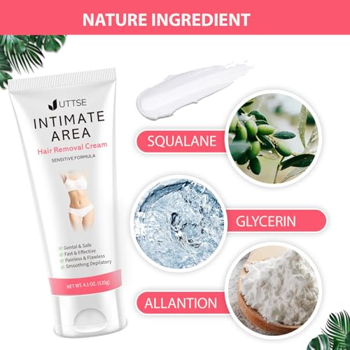 Painless Hair Removal Cream for Women - Sensitive Skin, Underarms & Bikini Area