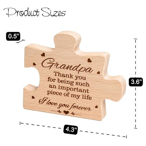 Grandpa Puzzle Piece Sign - Wooden Keepsake Decor for Fathers Day or Birthdays