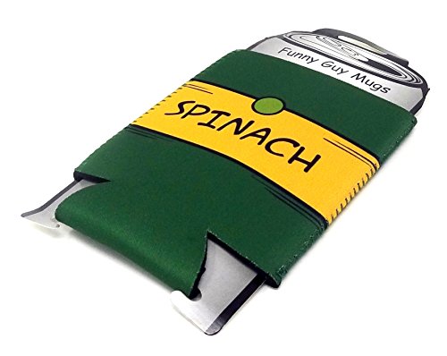 Spinach Collapsible Neoprene Can Cooler - Drink Sleeve for 12oz & 16oz Cans - Funny Guy Mugs