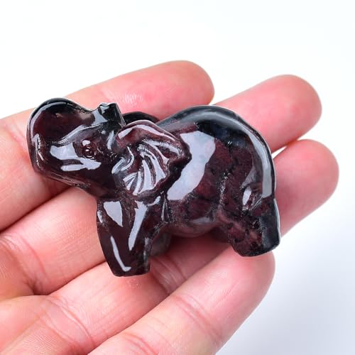 Garnet Crystal Elephant Statue - Healing Gemstone Figurine for Meditation & Decor - 2 Inch - Lucky Guardian Gift