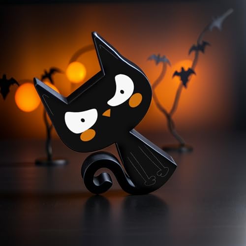 Halloween Wooden Sign Set for Tiered Tray Decor - Ghost Pumpkin Cat