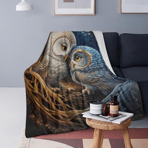 Owl Blanket 50x60in - Cozy Flannel Throw with Loving Owls - Gift for Women & Kids Variation of Owl / 50x60