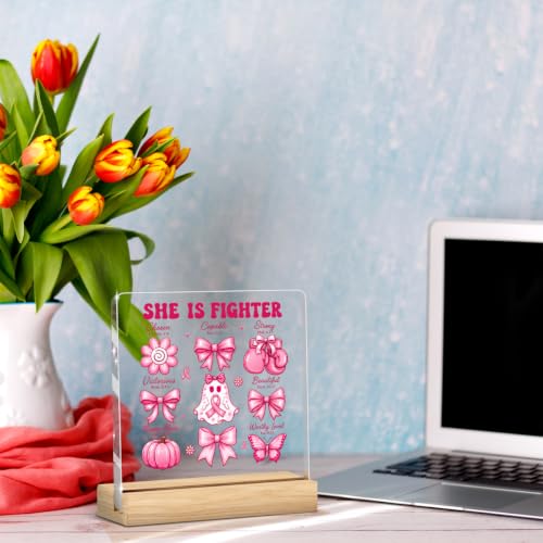 She Is Fighter Breast Cancer Survivor Acrylic Decor Gift - Inspirational Support