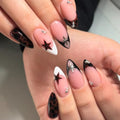 BABALAL Medium Almond Fake Nails - Tortoise Leopard Star Y2K French Tips - ANU00-08