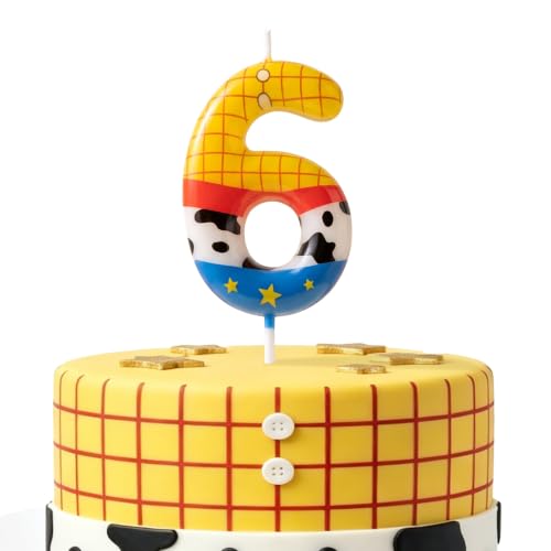 Yellow Number Birthday Candles for Cake Topper - Blue & Yellow 6