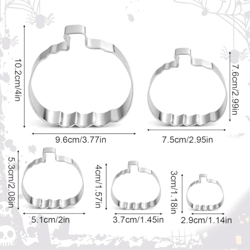 5Pcs Stainless Steel Pumpkin Cookie Cutter Set - Fall & Halloween Baking Tools