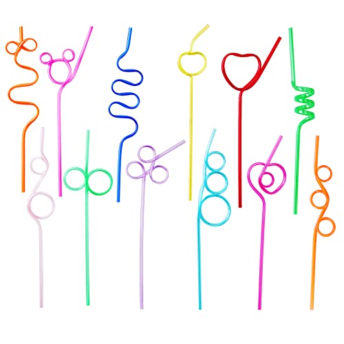 Kids Reusable Crazy Loop Drinking Straws - 24 Pcs, Regular Variation