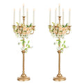 Tall Gold Candle Holders Set of 2 - 34 Inch Floor Candle Stands for Weddings & Holidays