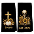 Fall Christian Kitchen Towels Set of 2 - 16x24 Waffle Honeycomb Dishcloths Variation: Fall31