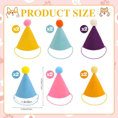 Mini Felt Party Hats for Stuffed Animals and Pets - 12 Pack, 4.3 Inch