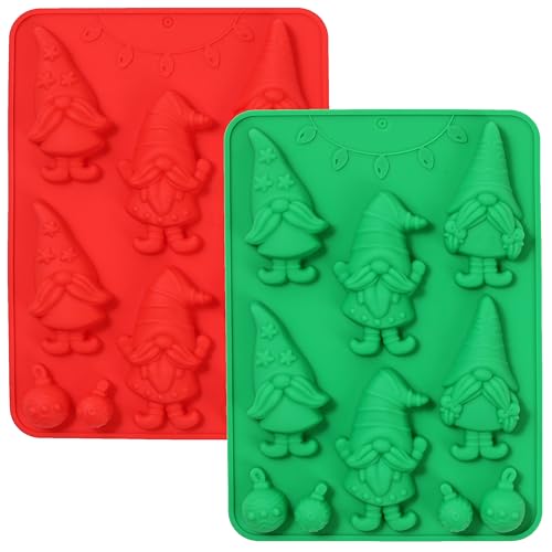 2 Pack Christmas Silicone Mold for Baking - Gnome & Bell Holiday Treats - Variation B